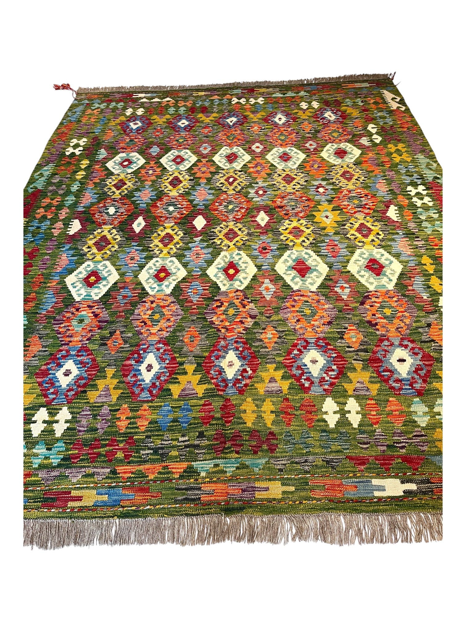 250cm x 203cm Green Maymana Kilim