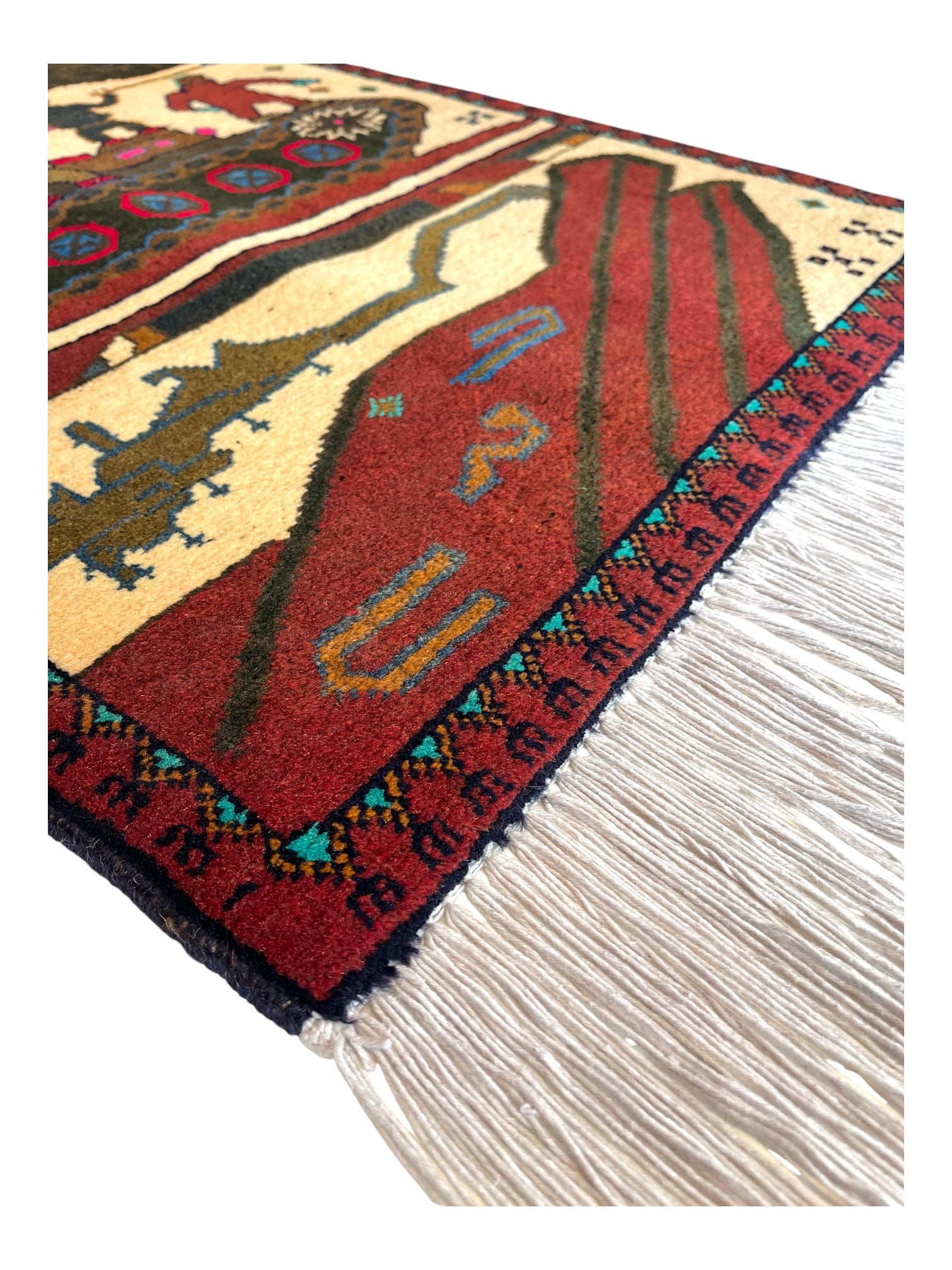 76cm x 60cm Khaki & Burgundy Tank War Rug