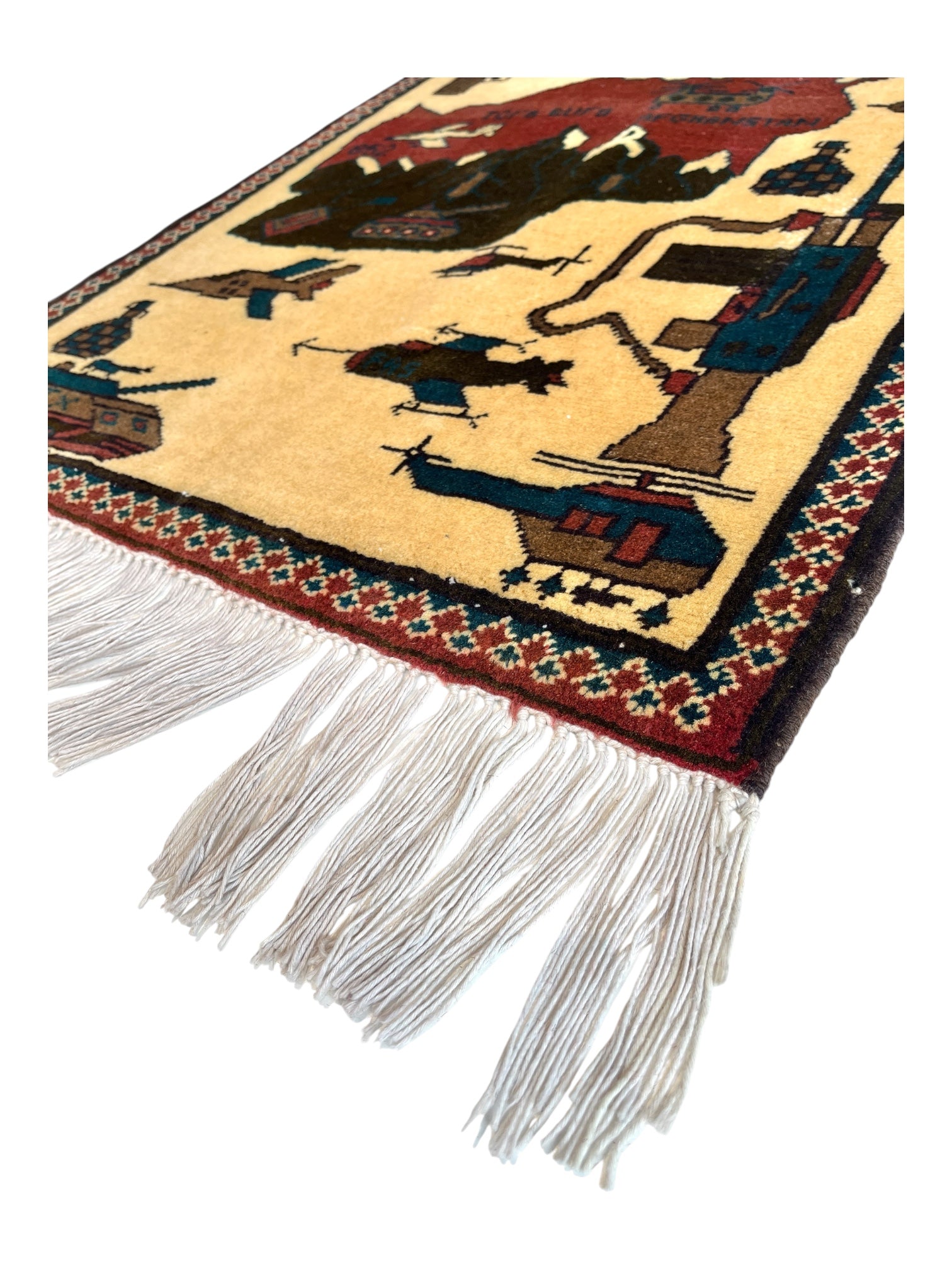 80cm x 64cm Pale Gold & Brown War Rug