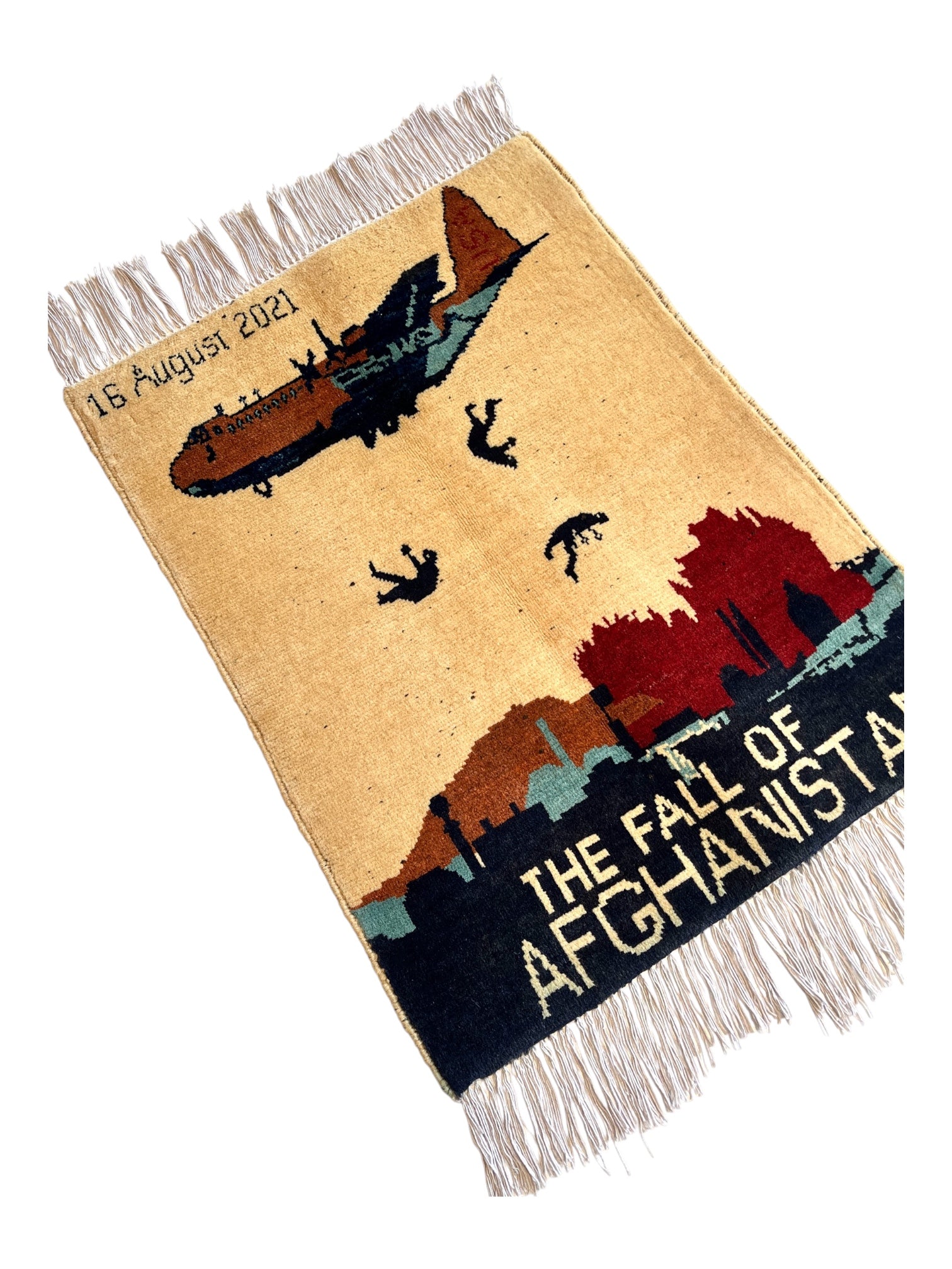 77cm x 60cm The Fall of Afghanistan War Rug