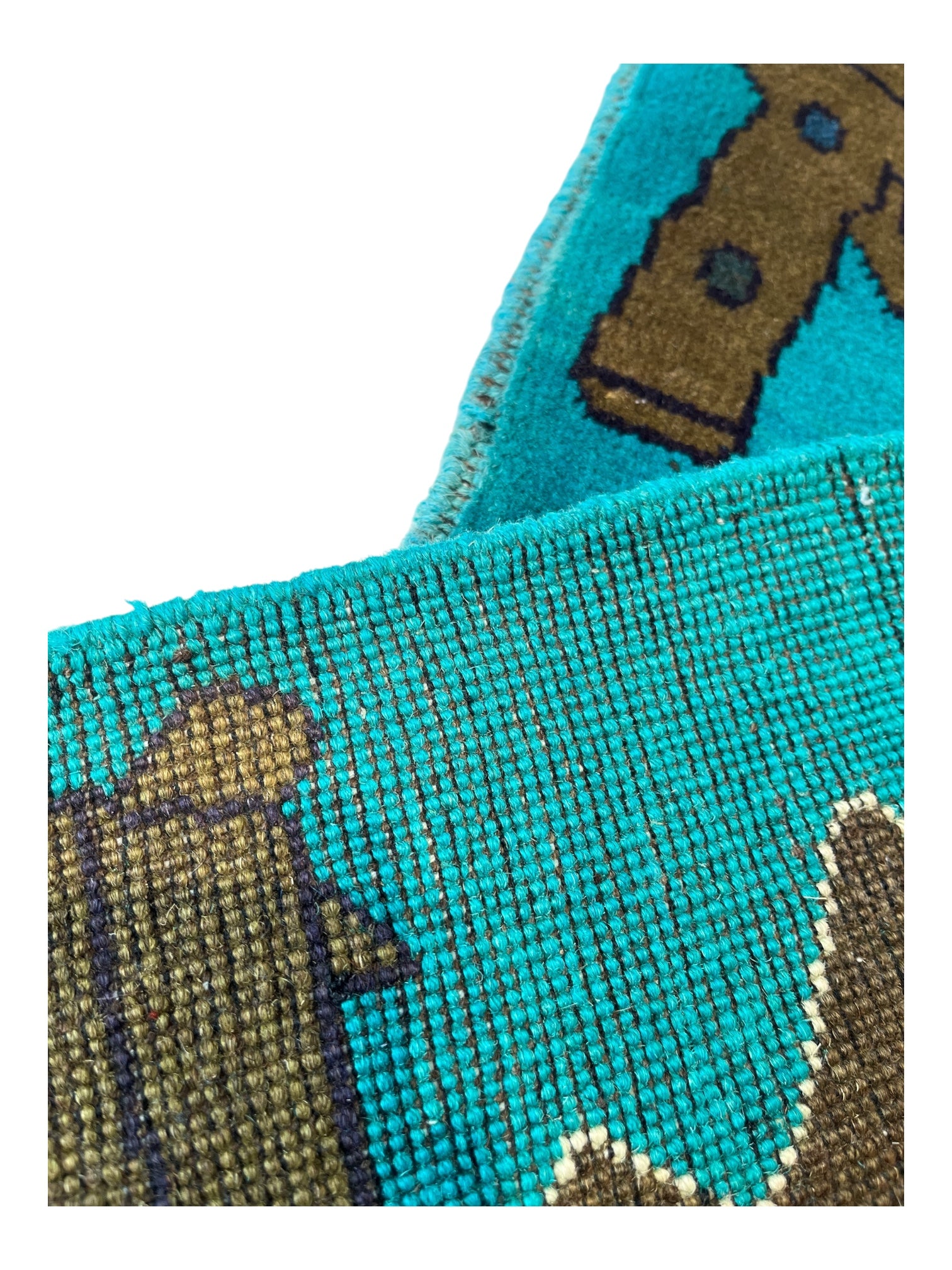77cm x 64cm Teal & Burgundy Weapons War Rug