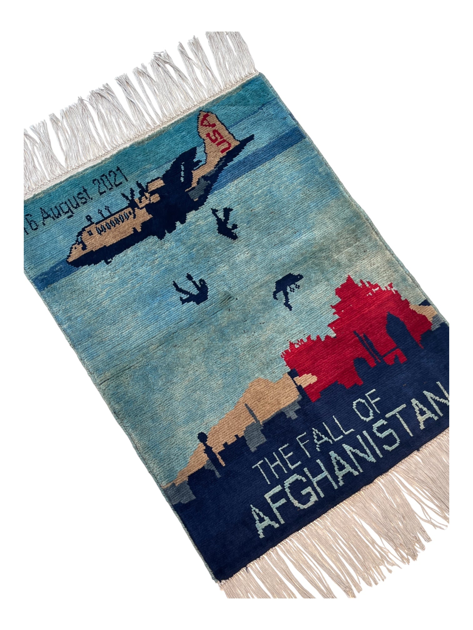 83cm x 63cm 'Fall of Afghanistan' War Rug