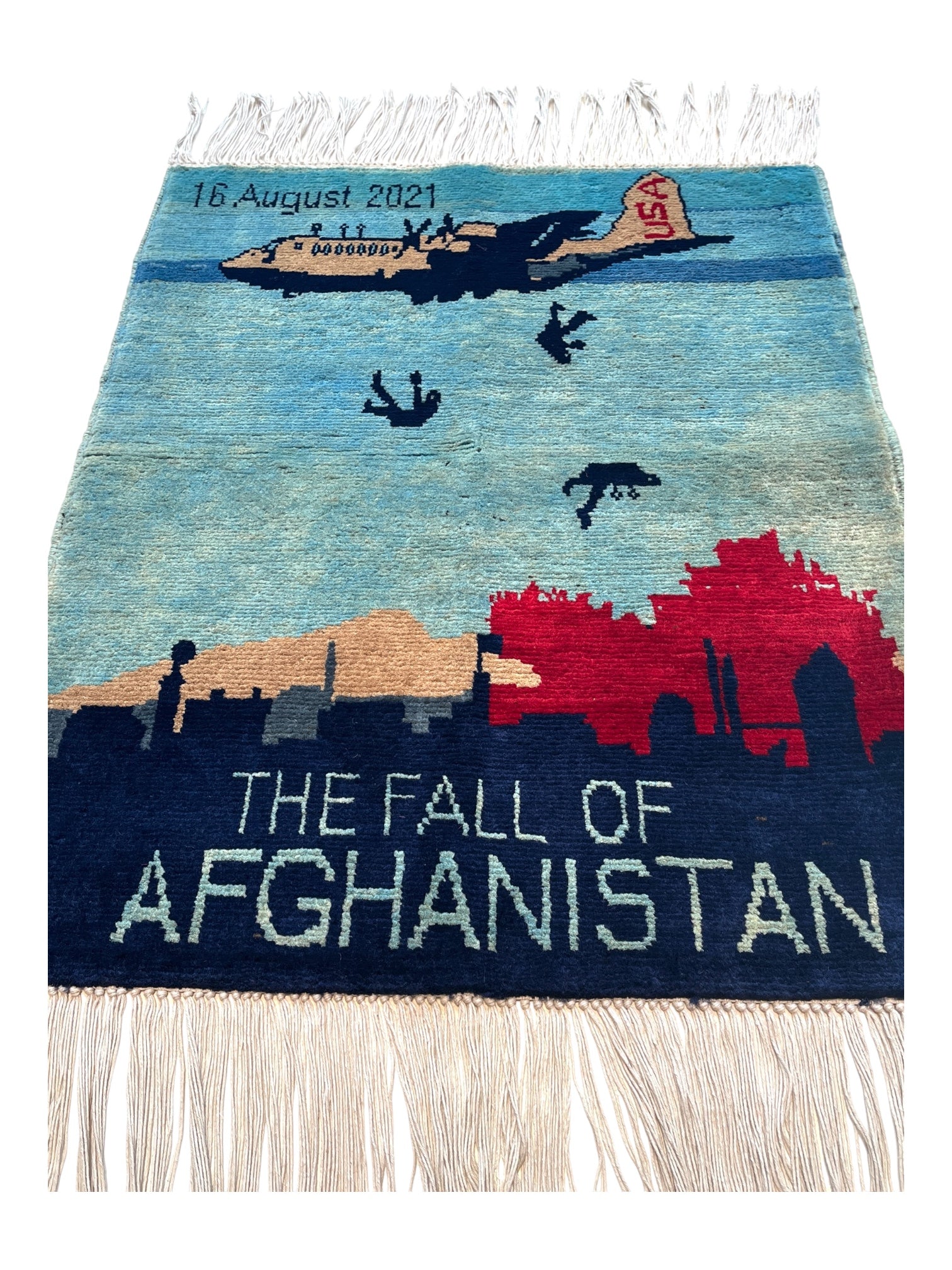 83cm x 63cm 'Fall of Afghanistan' War Rug