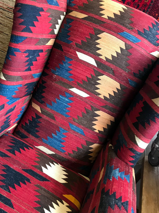 Wing-Backed Kilim Chair